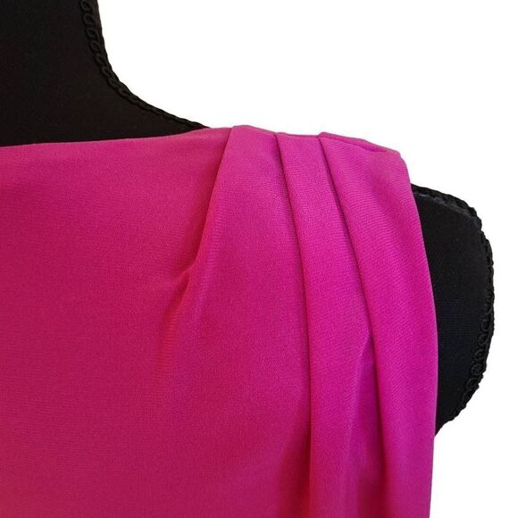 Last Tango Womens Sleeveless Asymmetric Top Layer Ruched Mini Pink Dress XS - Picture 6 of 15